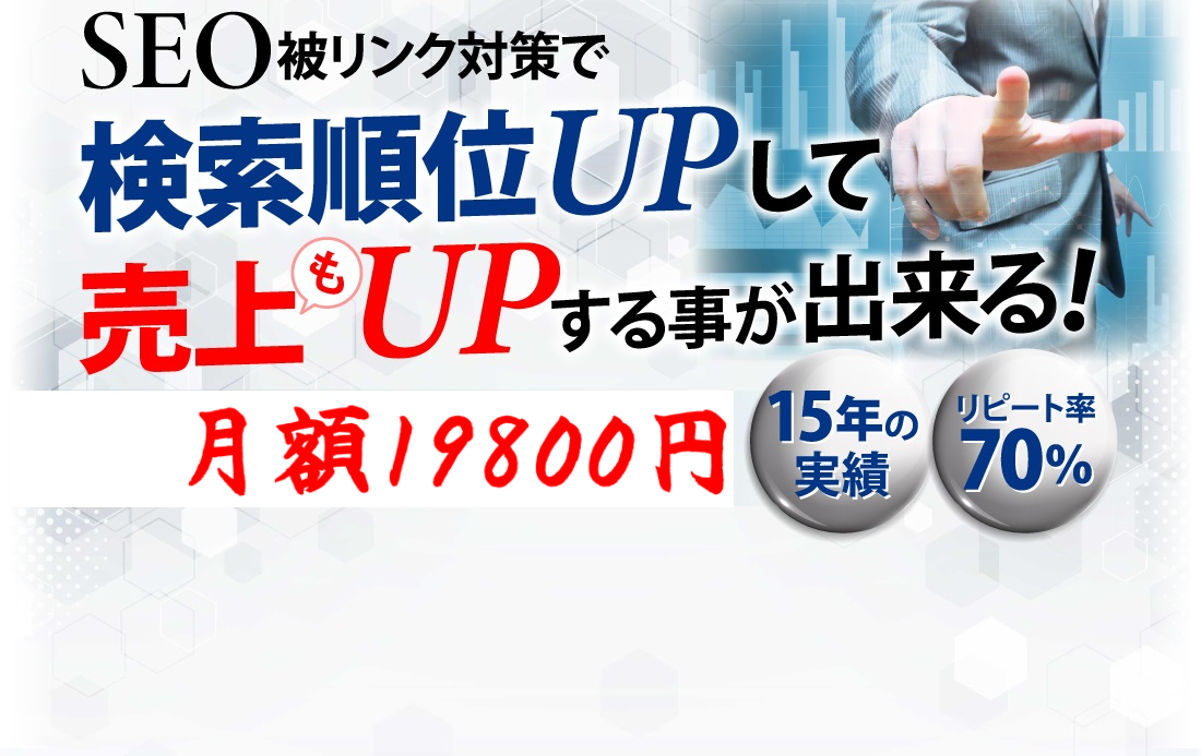 SEO被リンク対策で検索順位UPして売上もUPする事が出来る！格安月額19800円